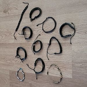 11 Adjustable men's leather bracelet(s) bundle